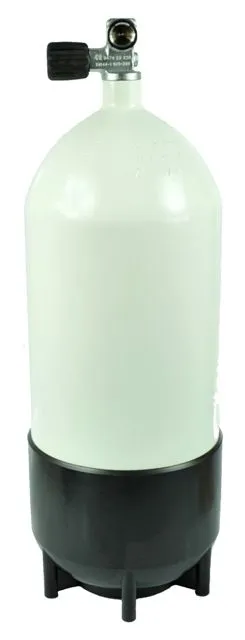 Flaske, stål 15L 232 m/høyre kran og ståfot