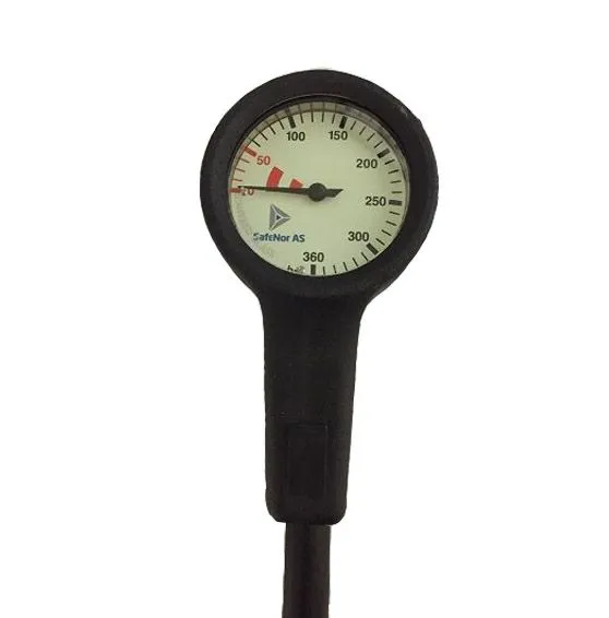 Manometer med konsoll 63mm 360 Bar 80cm gummislange